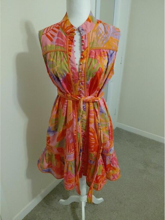 J. Marie Dresses & Skirts - J. Marie Colorful Floral Alara Belted Sleeveless Dress Womens Size L EUC
